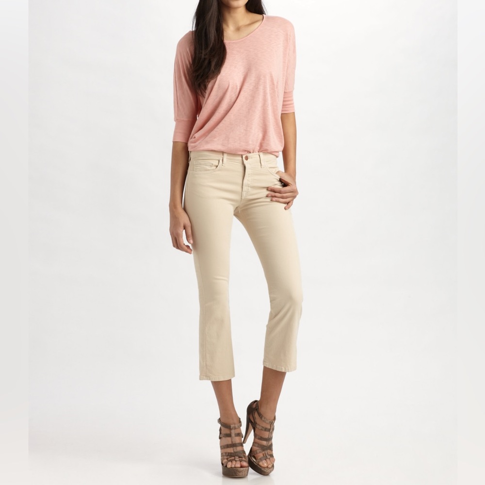 NWT! J Brand GiGi Midrise Cropped Flare. Japanese Luxe Twill, Color: Cream.  26